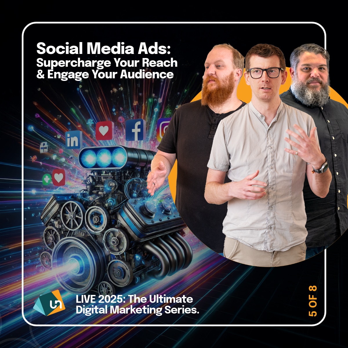 Social Media Ads Masterclass promo image featuring facilitators, Quentin Weber, Jason Lerke & Ben Cardwell